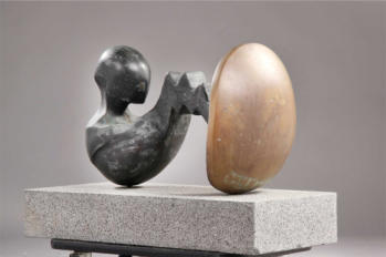 Steffen Lttge - Den lille nadver - Bronze p granitsokkel 